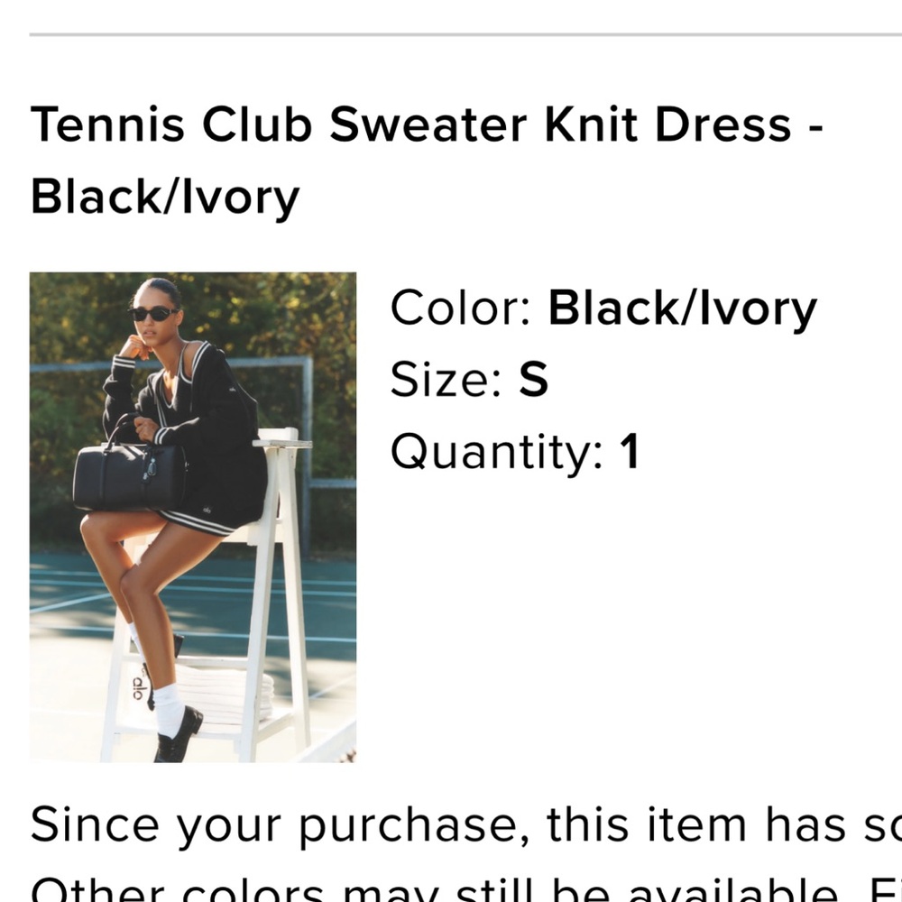 ALO Yoga Black and Ivory Tennis Club Sweater